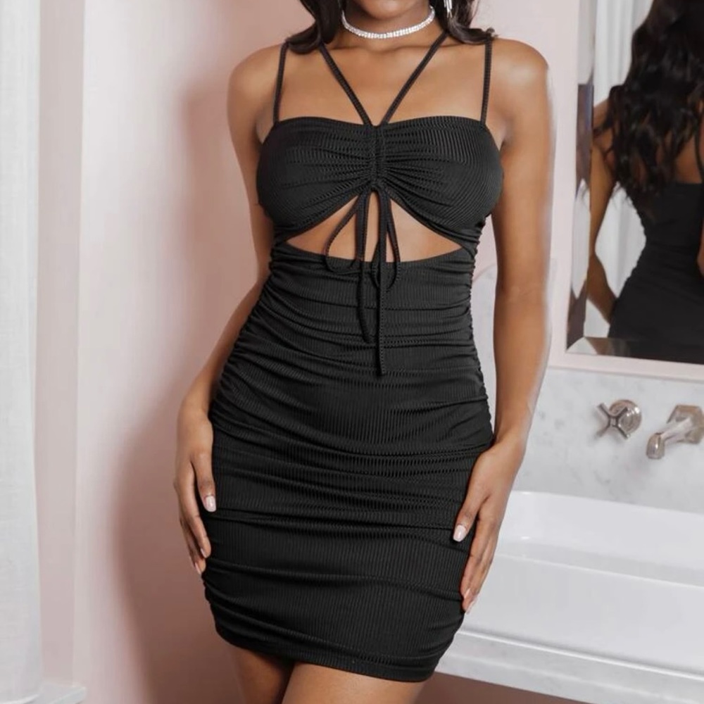 Strappily Ever After Knot Ruched Dress